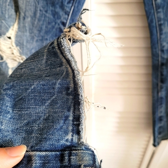 American Eagle Oilutfiters Made to Last Distressed Hand Painted Jeans Size 31 - Picture 4 of 13